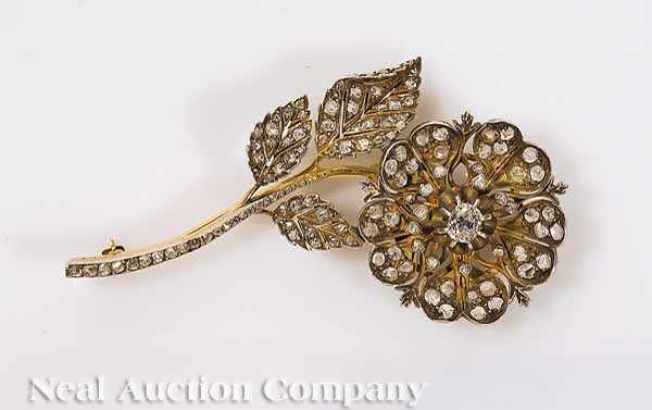 Appraisal: An English Late Georgian Silver Top Gold Back Floral Brooch