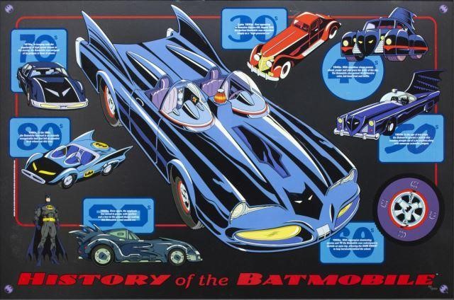 Appraisal: Framed Warner Brothers limited-edition lithograph History of the Batmobile designed