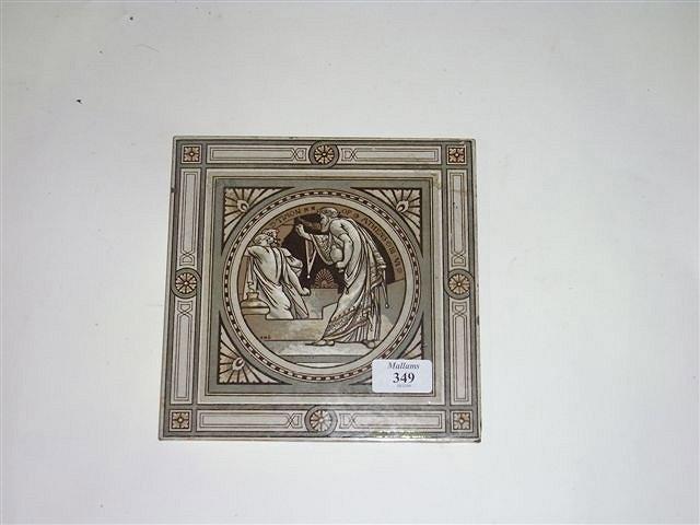 Appraisal: ONE MINTON TILE depicting a scene from Shakespeare's 'Timon of