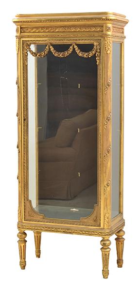 Appraisal: A LOUIS XVI STYLE GILT WOOD VITRINE With a single