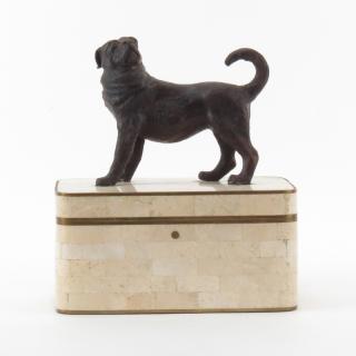 Appraisal: Maitland and Smith Tessellated Marble Box Mounted with Bronze Dog