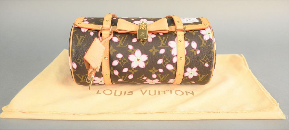 Appraisal: Louis Vuitton handbag monogrammed with pink flowers and original dust