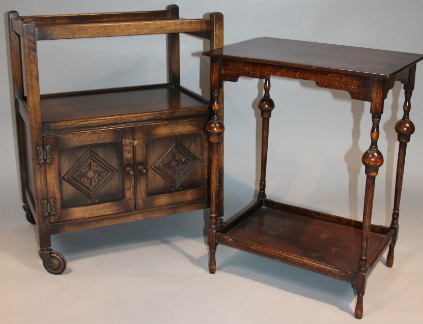 Appraisal: A modern Old Charm style dark wood dining room trolley