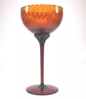 Appraisal: Pattern A pattern-molded glass compote Medium Amber round bowl with