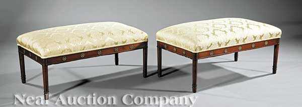 Appraisal: A Pair of Antique Regency-Style Mahogany Window Benches gilt bronze