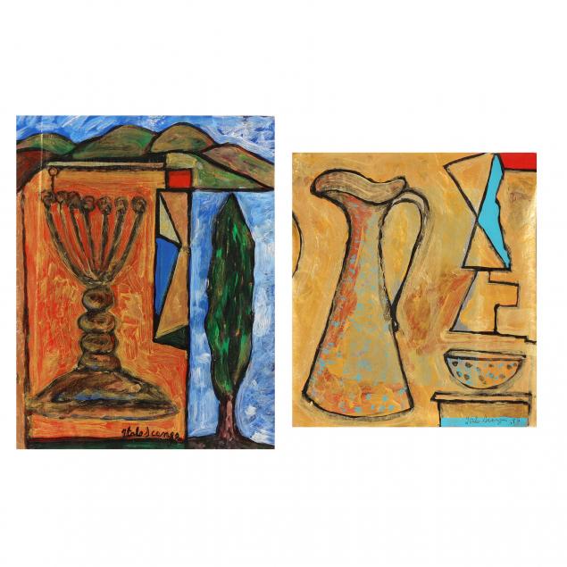 Appraisal: ITALO SCANGA ITALIAN-AMERICAN - TWO STILL LIFE PAINTINGS Acrylic on