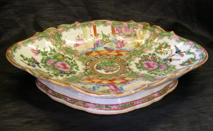 Appraisal: Chinese Export Rose Medallion Footed Ovoid Shallow Fruit Bowl second