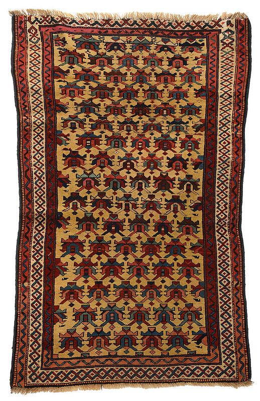 Appraisal: Daghestan Rug East Caucasus circa repeating rows of geometric florals