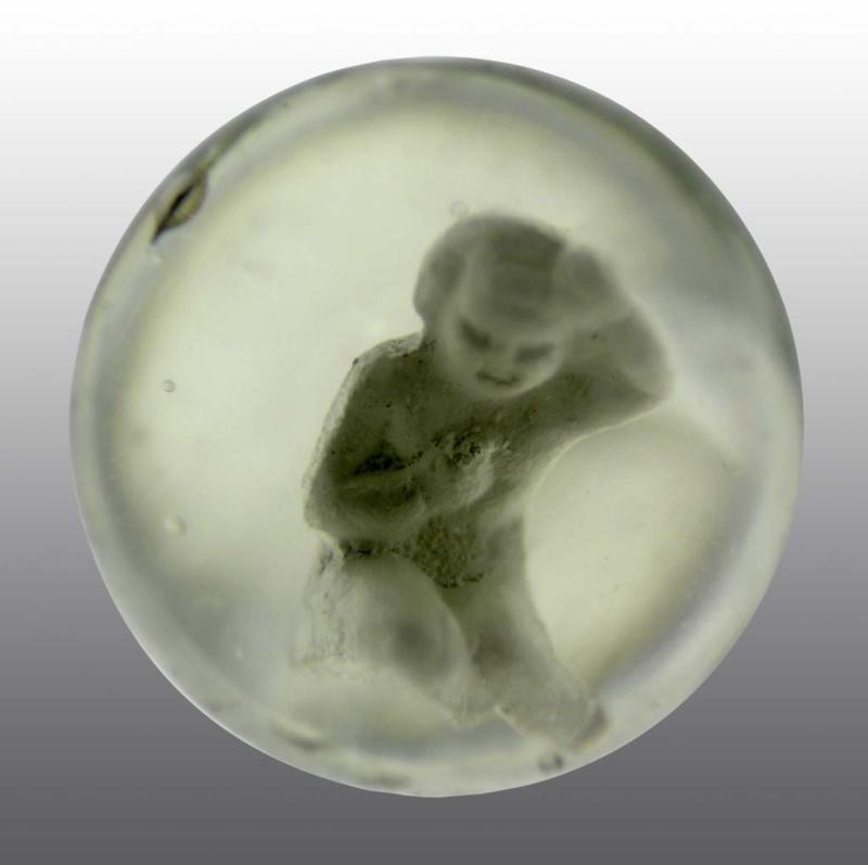 Appraisal: Sulphide Child with Raised Arm Marble Description Polished surface Very