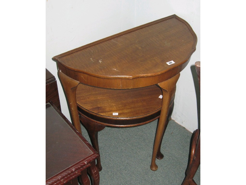 Appraisal: Lot comprising a demi-lune table and an occasional table