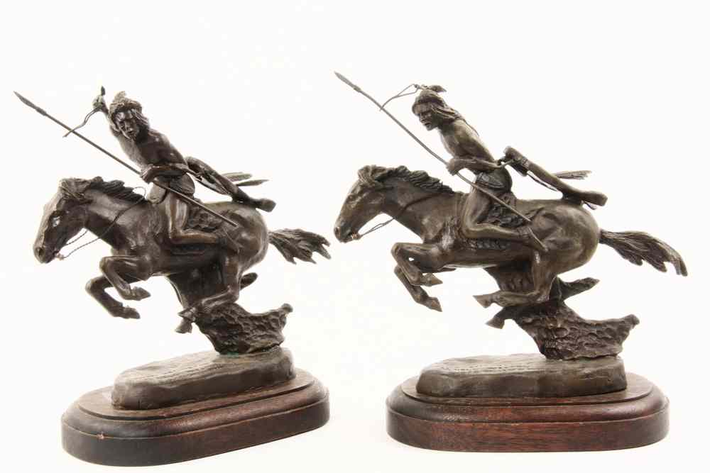 Appraisal: PAIR MINIATURE BRONZES - 'The Cheyenne' by Dell Weston after