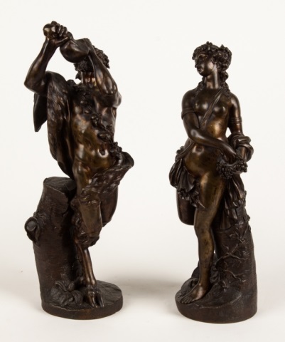 Appraisal: Pair of Classical style bronze figures th century satyr and