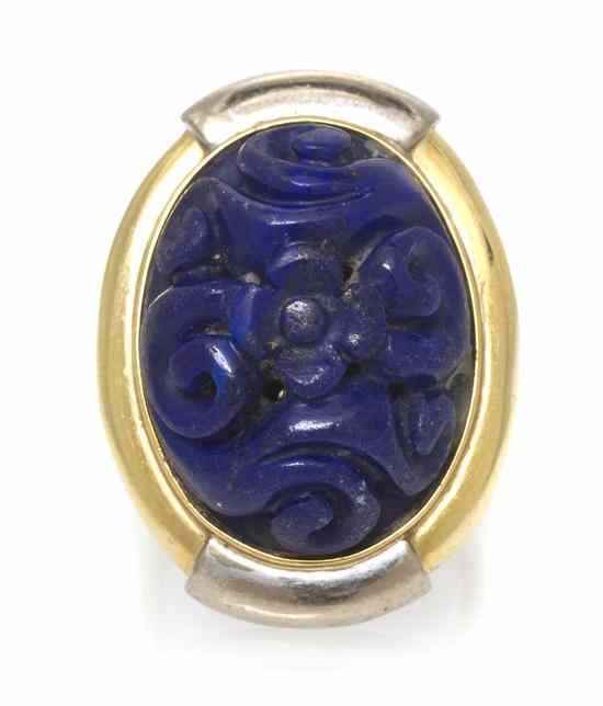 Appraisal: A Karat Yellow Gold and Lapis Lazuli Ring containing one