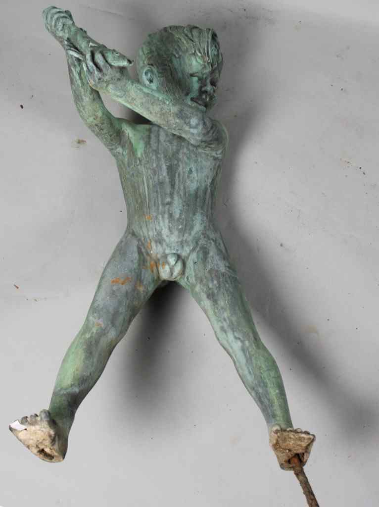 Appraisal: EUROPEAN BRONZE FIGURE OF A BOY HOLDING A FISH th