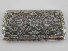 Appraisal: A french hallmarked silver and niello snuff box with finely