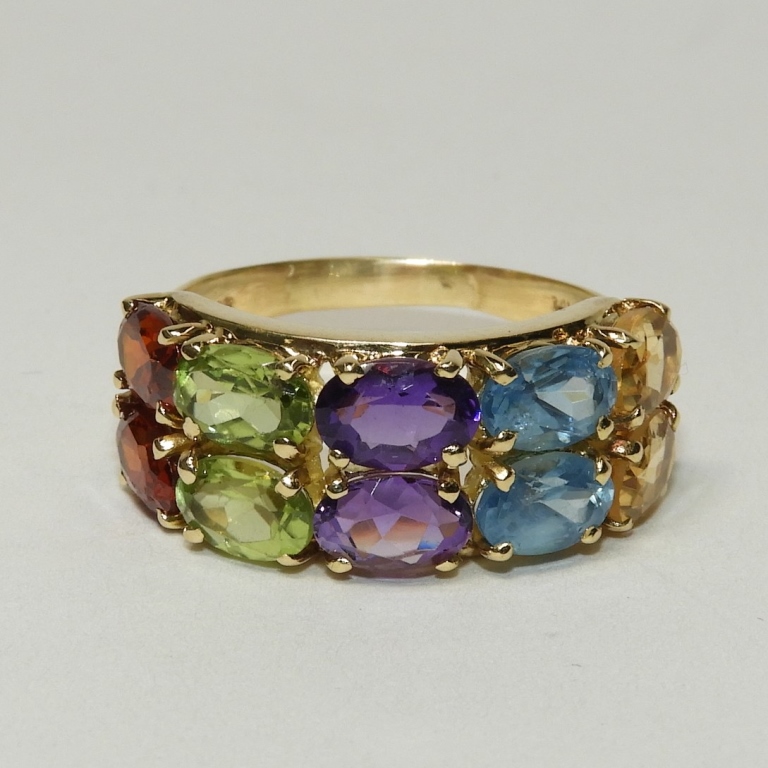 Appraisal: K GOLD MULTI SEMI PRECIOUS STONE RING Italy th Century