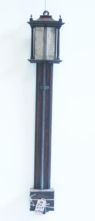 Appraisal: A Georgian walnut cased Stick Barometer with paper label marked