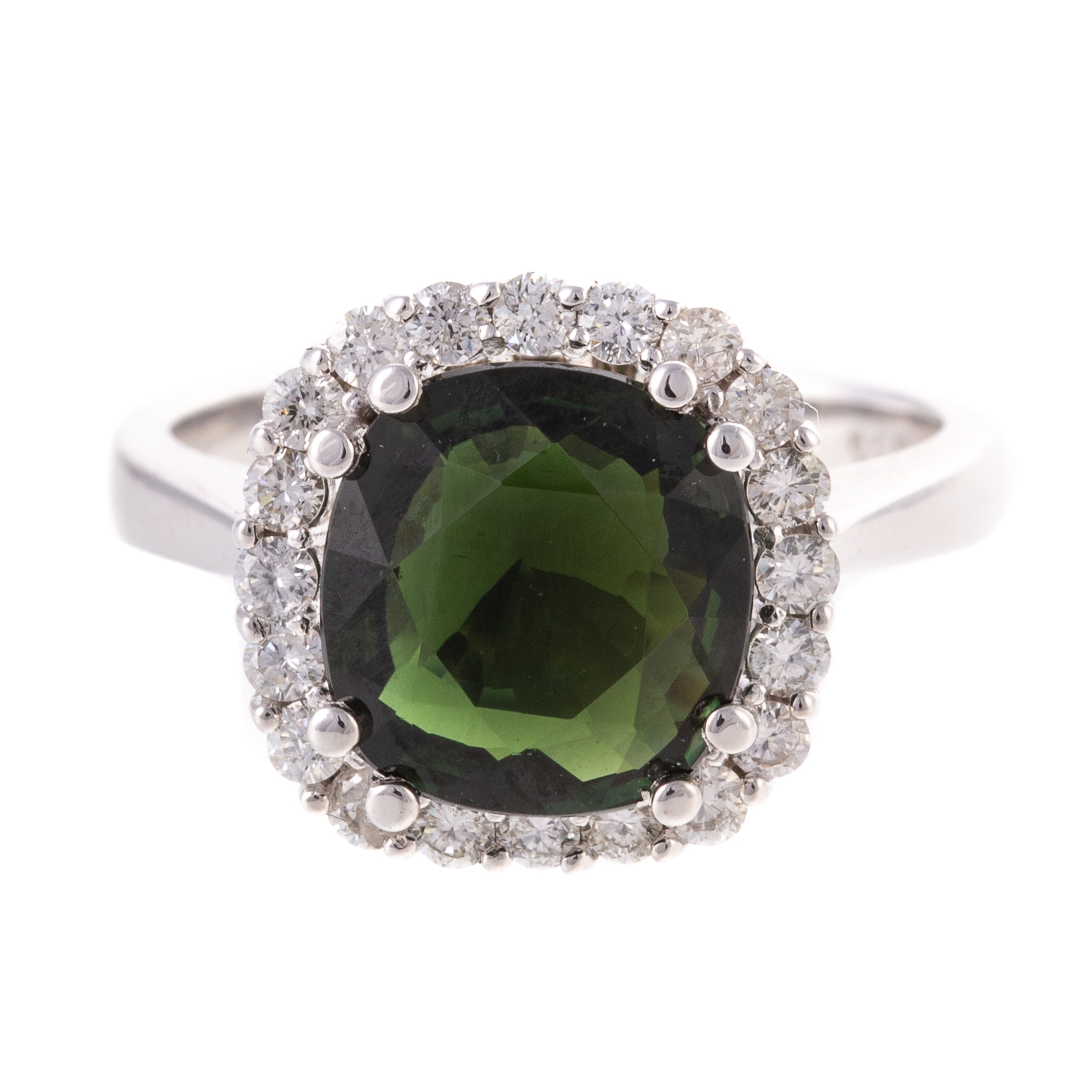 Appraisal: A GREEN TOURMALINE DIAMOND RING IN K K white gold