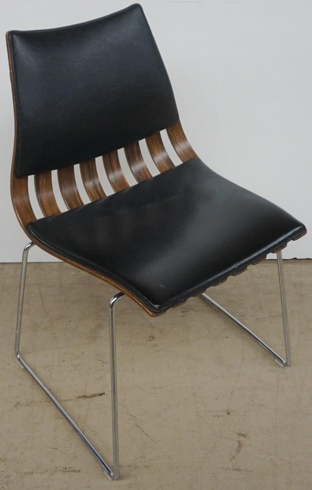 Appraisal: HANS BRATTRUD 'SKANDIA JUNIOR' BLACK VINYL AND ROSEWOOD STACKING CHAIR