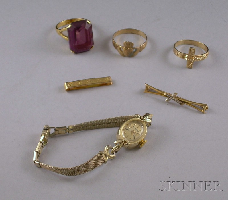 Appraisal: Group of Gold Jewelry Items including an kt gold and