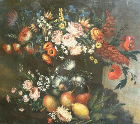 Appraisal: Continental School th Century Still Life with Fruit and Flowers