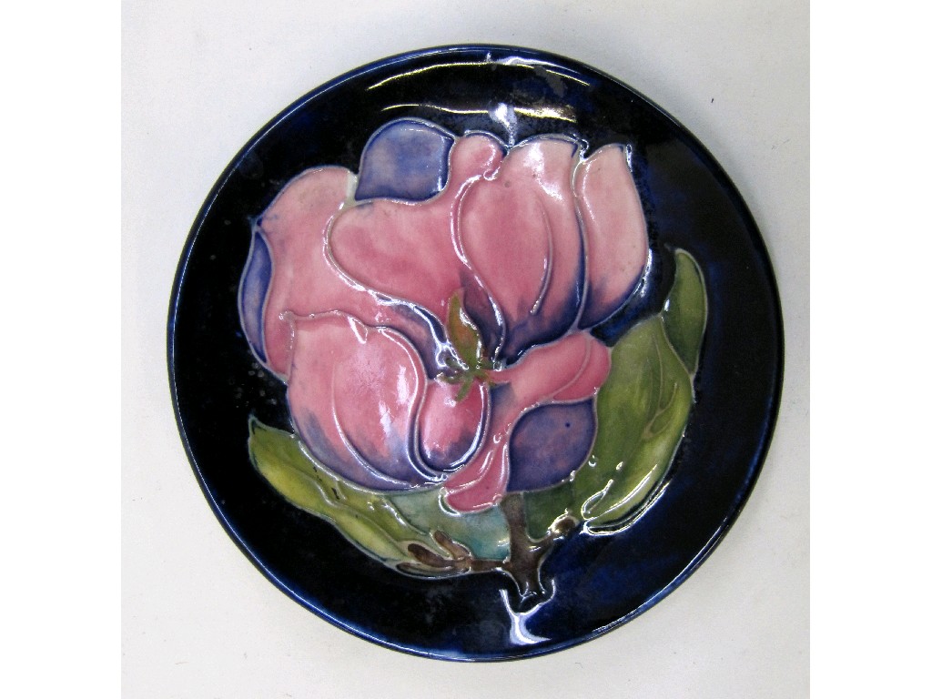 Appraisal: Moorcroft magnolia pin dish on blue ground