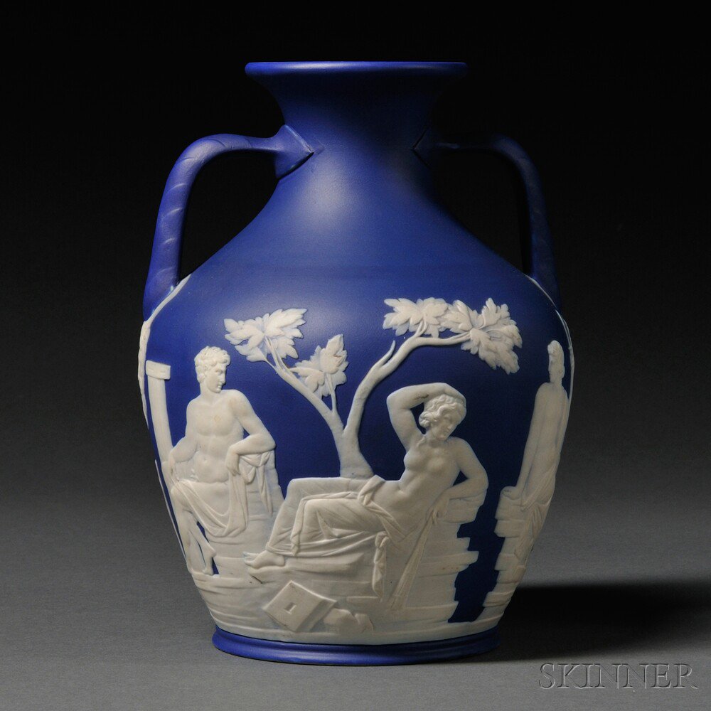 Appraisal: Wedgwood Dark Blue Jasper Dip Portland Vase England th century