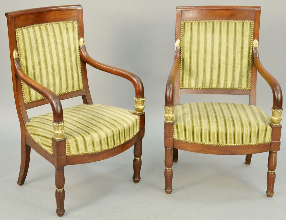 Appraisal: Pair of Regence Parcel Gilt Mahogany Open Armchairs French th