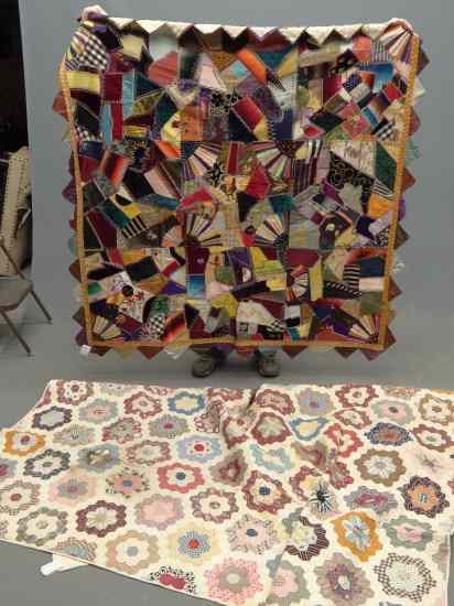 Appraisal: Lot including th c crazy quilt top and th c