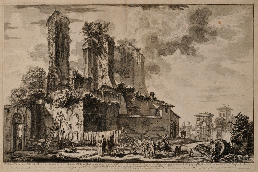 Appraisal: Giovanni Battista Piranesi Italian - Veduta dell'avanzo del Castello dell'Acqua