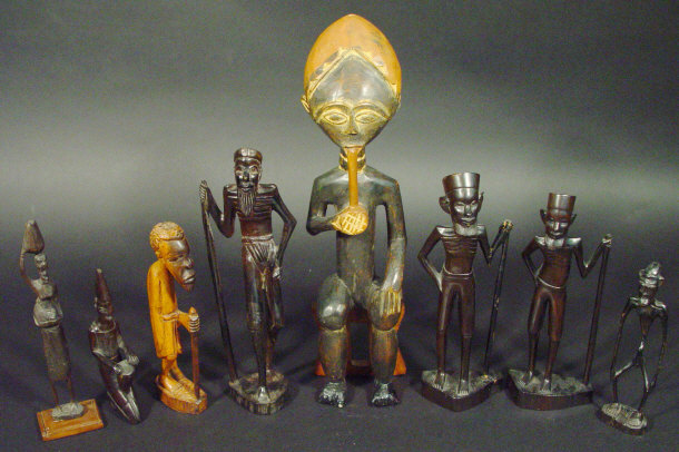 Appraisal: Collection of Middle Eastern and tribal carved wooden figures