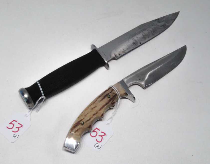 Appraisal: TWO COLLECTIBLE FIXED BLADE KNIVES the first a J A