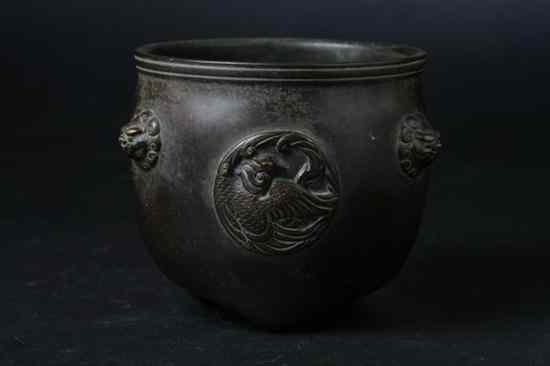 Appraisal: CHINESE BRONZE TRIPOD CENSER Fei Yun Ge maker's mark Ovoid-form