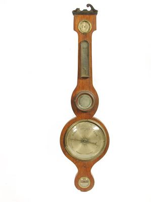 Appraisal: A Victorian rosewood banjo wheel barometer with an in silvered