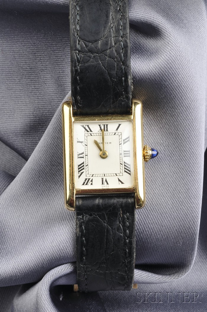 Appraisal: Lady's kt Gold Tank Wristwatch Cartier the white metal dial