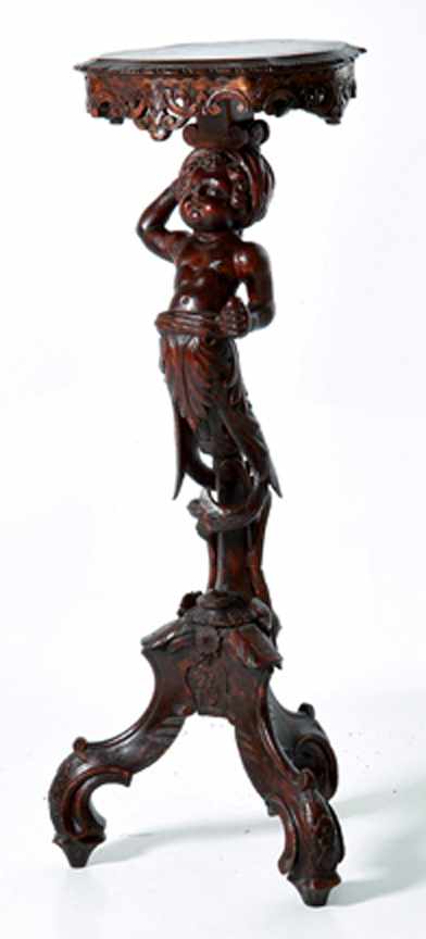 Appraisal: Italian Baroque style blackamoor stand late th century serpentine top