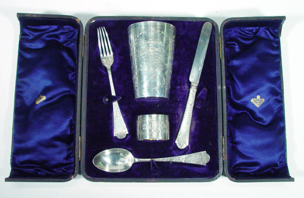 Appraisal: Matched Victorian military silver presentation set inscribed Vanda Kipriaiwiwi Bridge