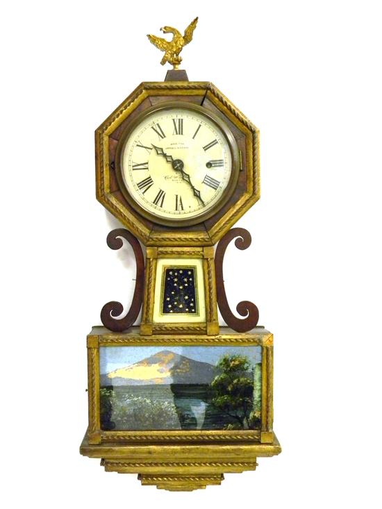 Appraisal: Small Banjo clock by Carl Winther Boston octagonal top with