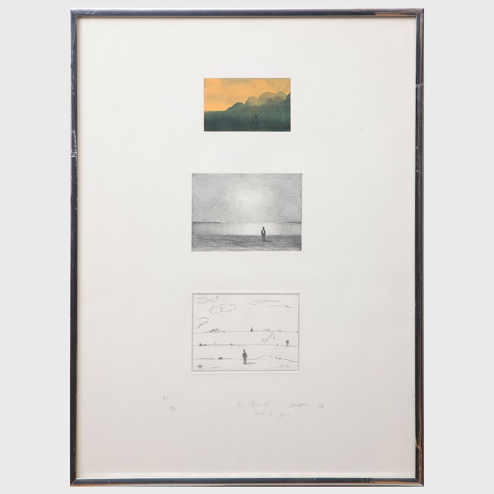 Appraisal: Saul Steinberg - Three Landscapes Lithograph screenprint and etching in