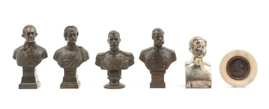 Appraisal: Sale Lot Four Russian Bronze Busts depicting various figures together