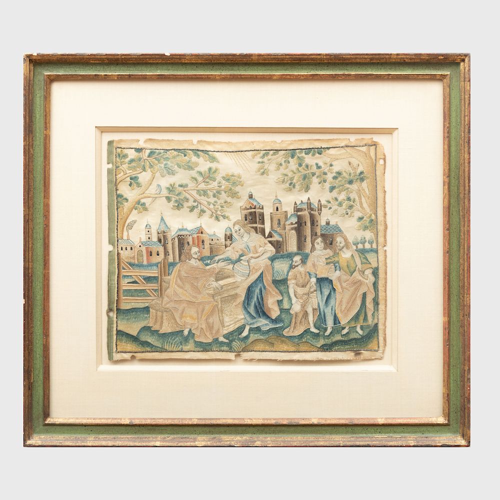 Appraisal: Charles II Needlework Panel Depicting Christ and the Samaritan Woman