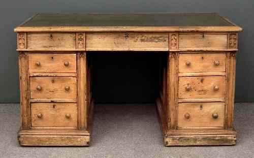 Appraisal: A Victorian stripped pine desk of ''Gothic Revival'' design the