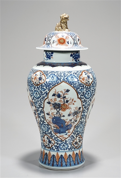 Appraisal: Chinese enameled porcelain covered vase with floral motif x approx