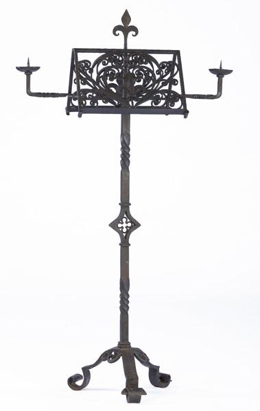 Appraisal: STYLE OF YELLIN Wrought-iron double music stand with curled and