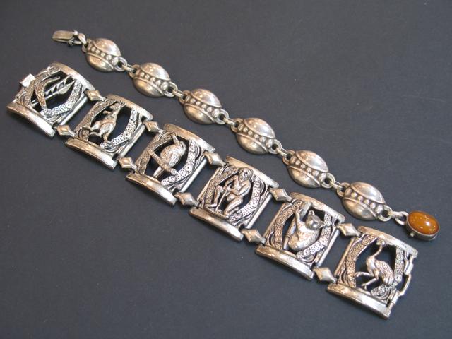 Appraisal: GEORG JENSEN A SILVER BRACELET with oval bead decorated links