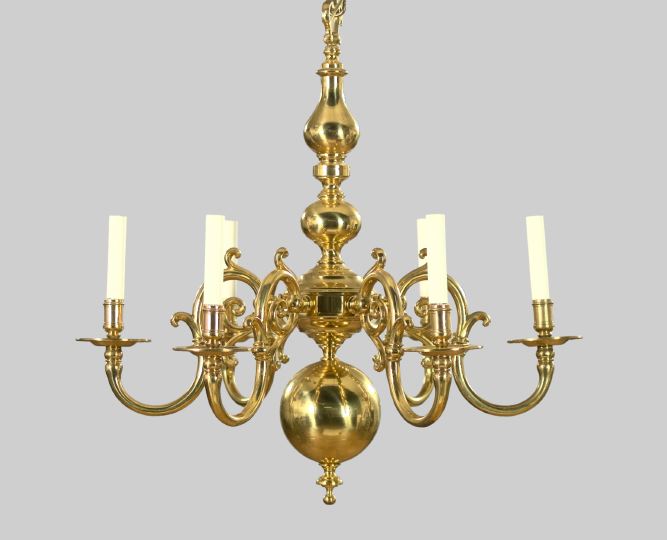 Appraisal: Anglo-American Brass Baluster-Form Six-Light Chandelier in the George III style