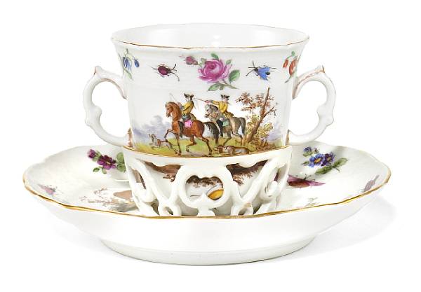 Appraisal: A Berlin porcelain trembleuse cup and saucer late th century