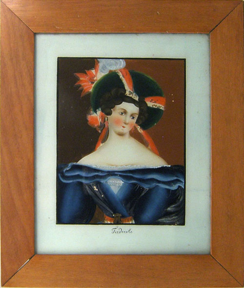 Appraisal: Reverse painted portrait th c titled Frederike x