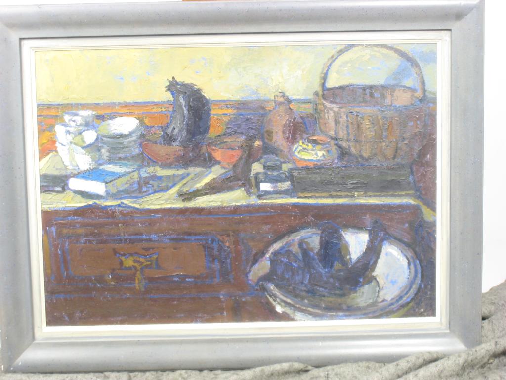 Appraisal: THOMAS RATHMELL 'The Sideboard' oil on board titled verso x