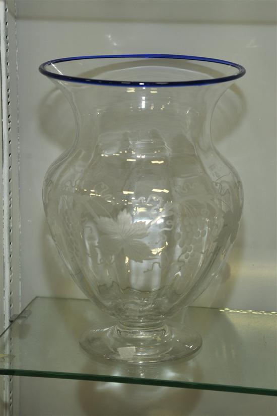 Appraisal: STEUBEN VASE Footed clear glass vase with etched foliage and